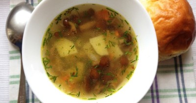 Суп с опятами замороженными