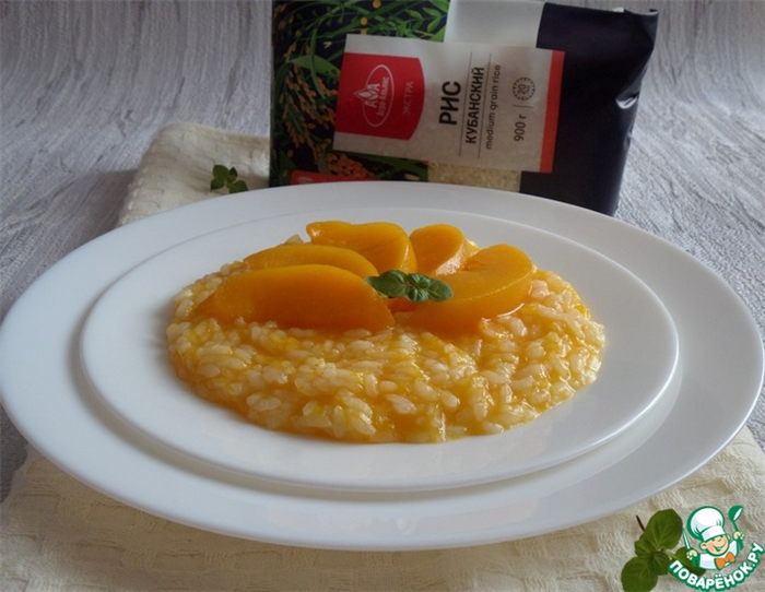 Рецепт: Тыквенно-рисовая каша с персиками
